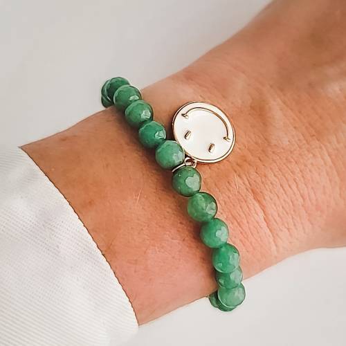 Smiley Jade Green Goodluck Charm Bracelet