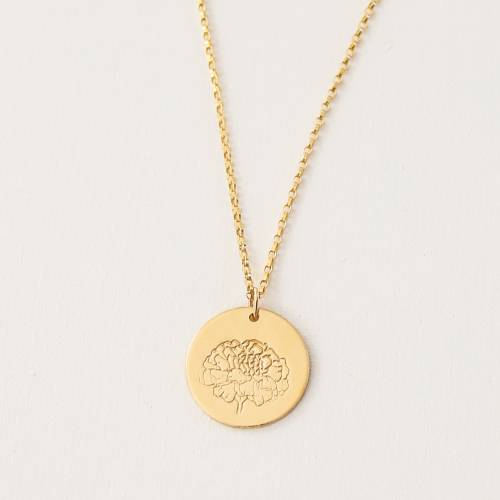 Birth Month Flower 16mm Disc Necklace