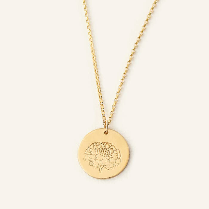 Birth Flower 5/8" Disc Necklace