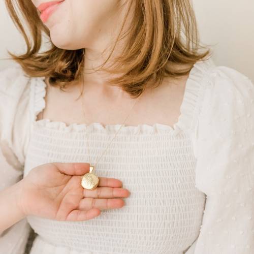 Floral Etched Gold Filled or Sterling Silver Photo Heirloom Locket on Satellite Chain - We can Add Photos