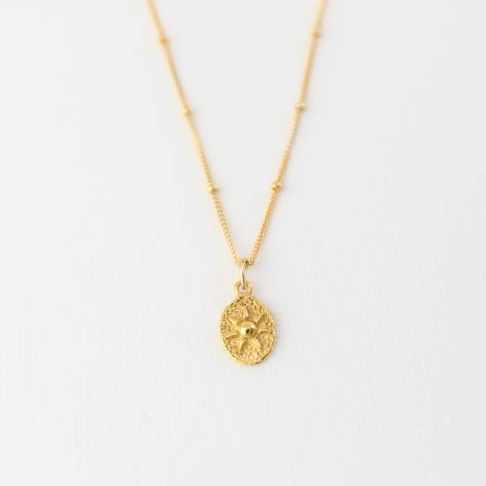 Oval Sunburst Charm Necklace