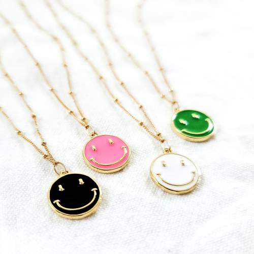 Smiley Face Gold Filled Satellite Necklace