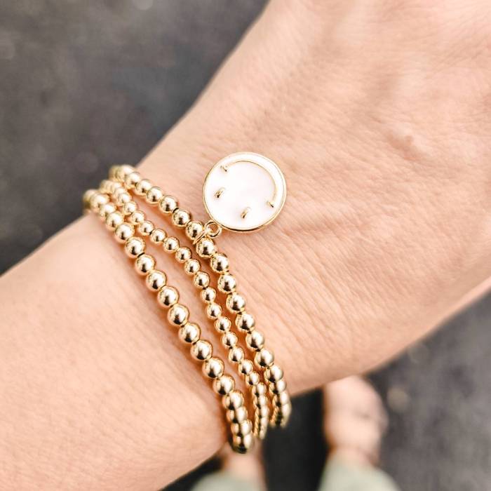 Gold Filled Beaded Smiley Face Bracelet - Image 12