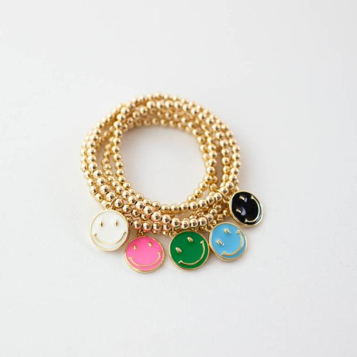 Gold Filled Beaded Smiley Face Bracelet - Image 10
