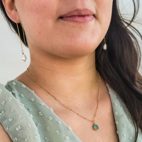 Pearl Drop Threader Earrings in Gold and Sterling Silver