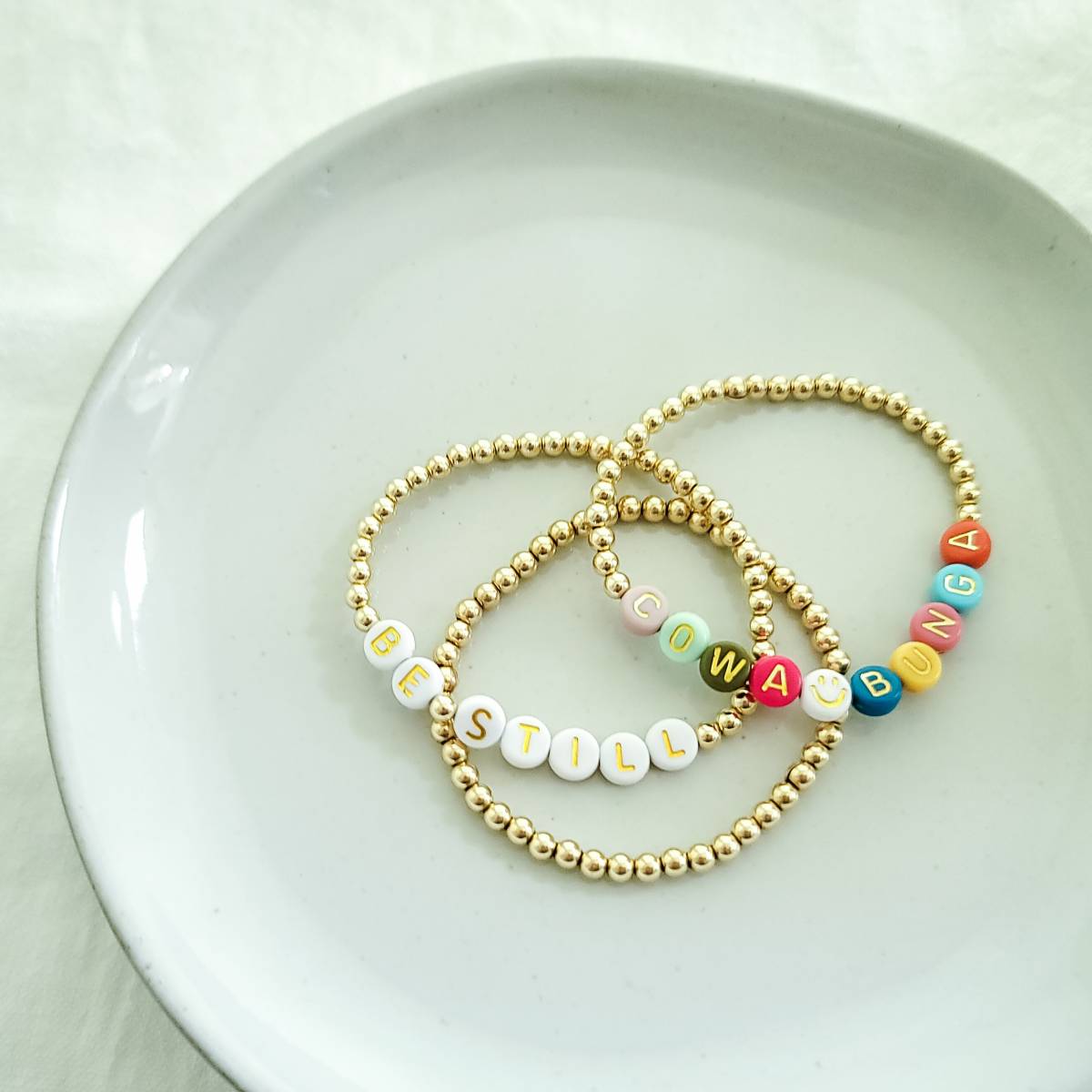 Custom Letter Beads Gold Bracelet 7.5 Inches / 1 Bead