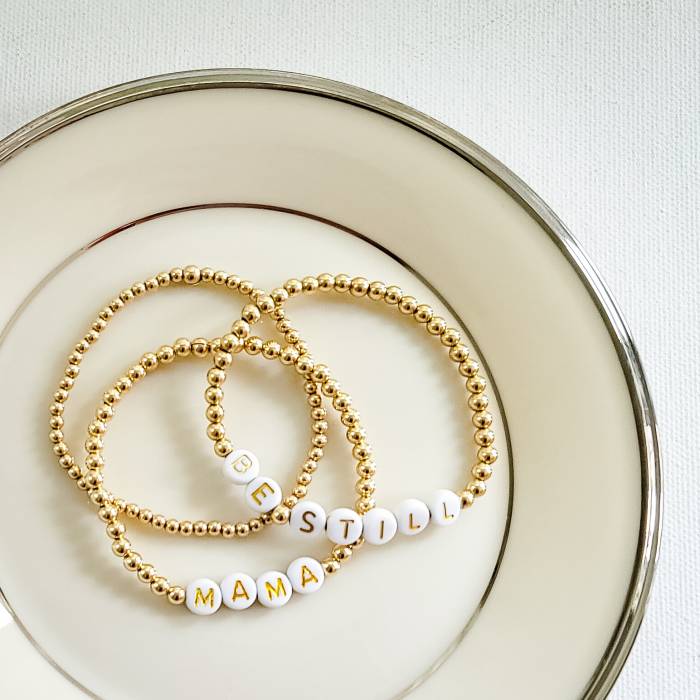 Mama or Mom Beaded Bracelet - Choose Gold, Rose Gold or Sterling Silver - Image 9