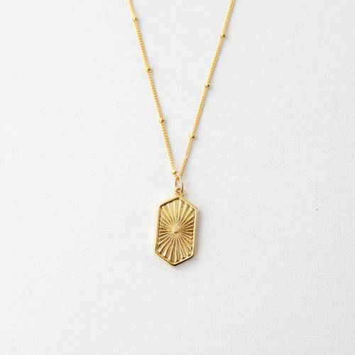 Gold Filled Sunburst Necklace on Satellite Chain