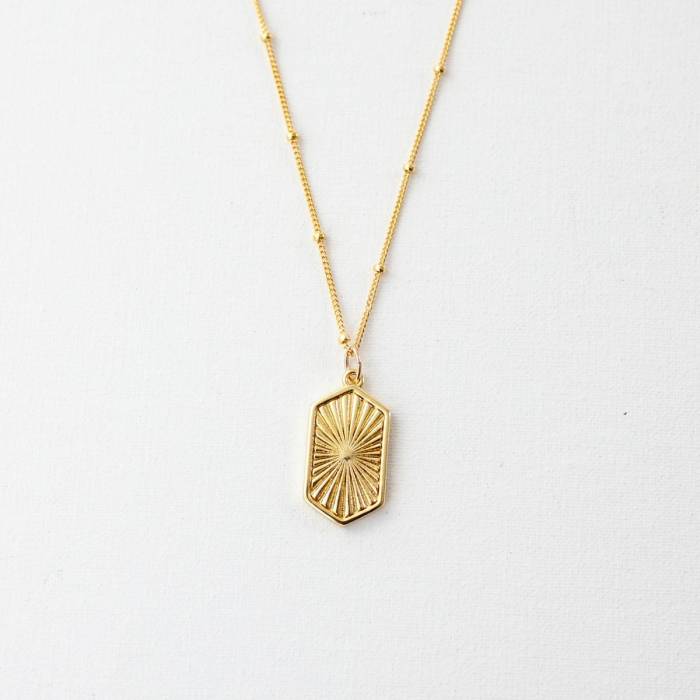 Gold Vermeil Sunburst Necklace on Satellite Chain