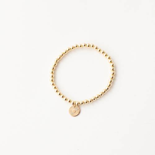 Sunburst Gold Filled Beaded Bracelet in Silver, Rose Gold or Gold - Choose your Custom Disc