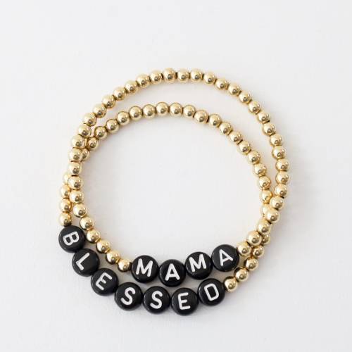 Custom Word(s) Beaded Bracelet - Choose Gold, Rose Gold or Sterling Silver and Bead Color