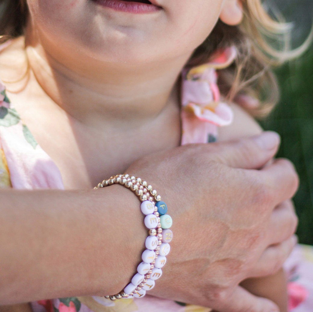 Blues or Pinks Mama Beaded Bracelet - Choose Gold, Rose Gold or