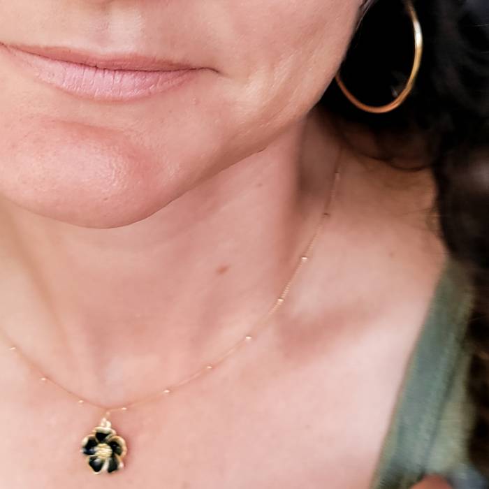 Hibiscus Flower Necklace on Satellite Chain - Image 10