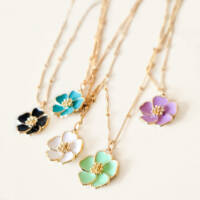 Hibiscus Flower Necklace on Satellite Chain - GiGisPetals