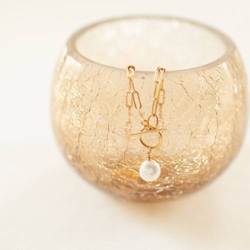 Pearl Drop Paperclip Necklace