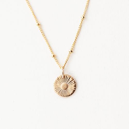 Mini Sunburst Disc Necklace - 9mm - On Satellite Chain