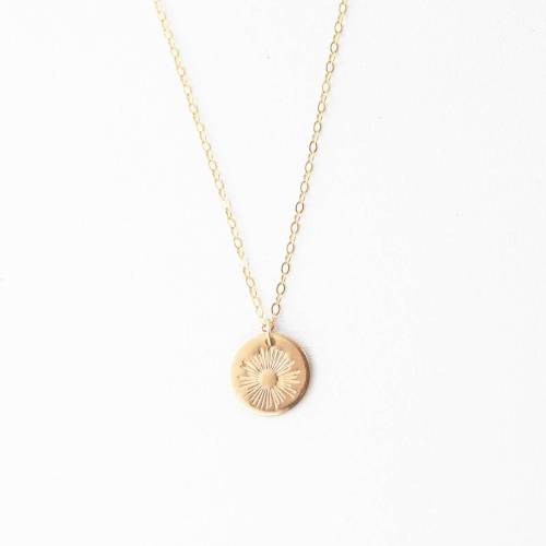 Sunburst Disc Necklace - 13mm (1/2) Disc