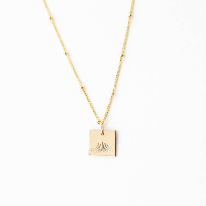 Sunburst Square 10mm Necklace - On Satellite Chain - Image 6
