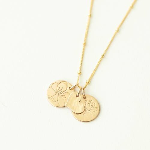 Relationship Birth Month Flower 13mm (1/2 inch) Disc Necklace on Satellite Chain
