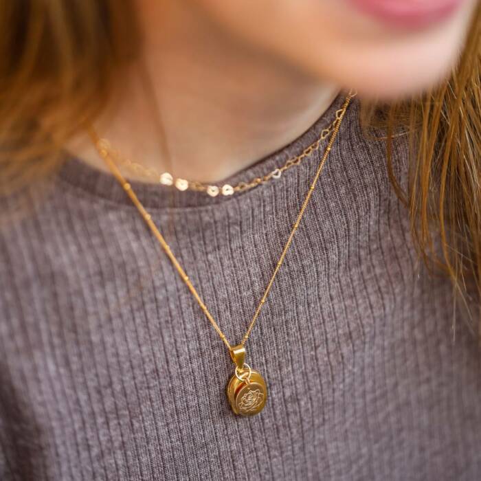 Oval Gold Filled or Sterling Silver Locket on Satellite Chain with Birth Month Flower - Image 6