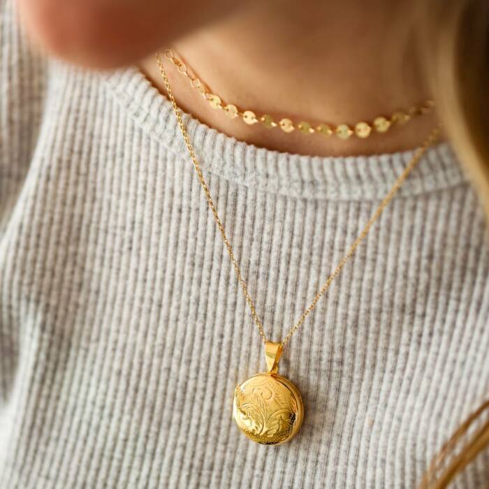 Etched Gold Filled or Sterling Silver Locket - Image 8