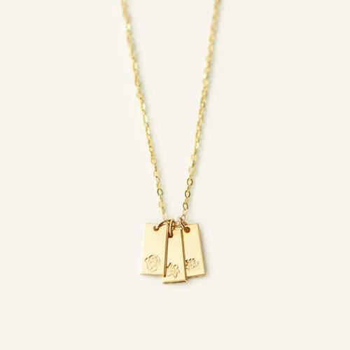 Birth Flower Tiny Bars Necklace