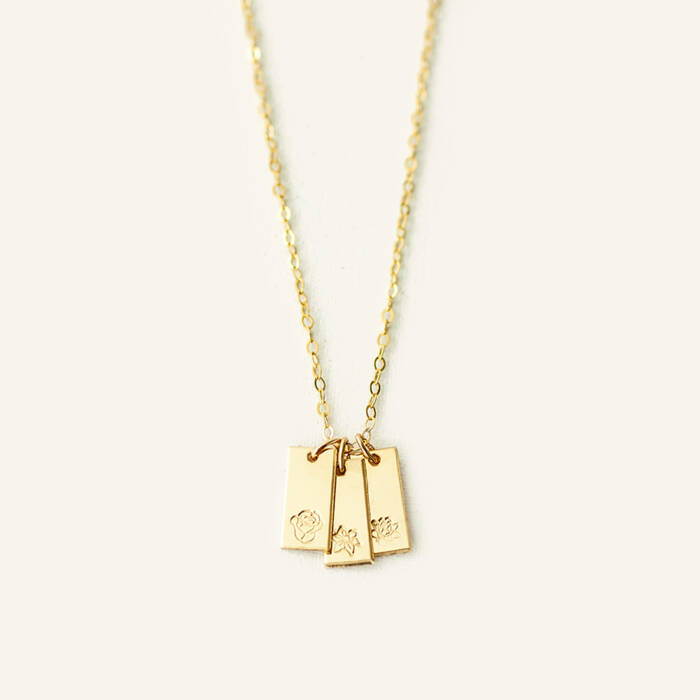 Birth Flower Tiny Bars Necklace