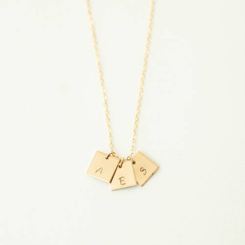 Initial 10mm Emme Square Necklace - Choose From Over 40 Stamps, Birth Months or Initials