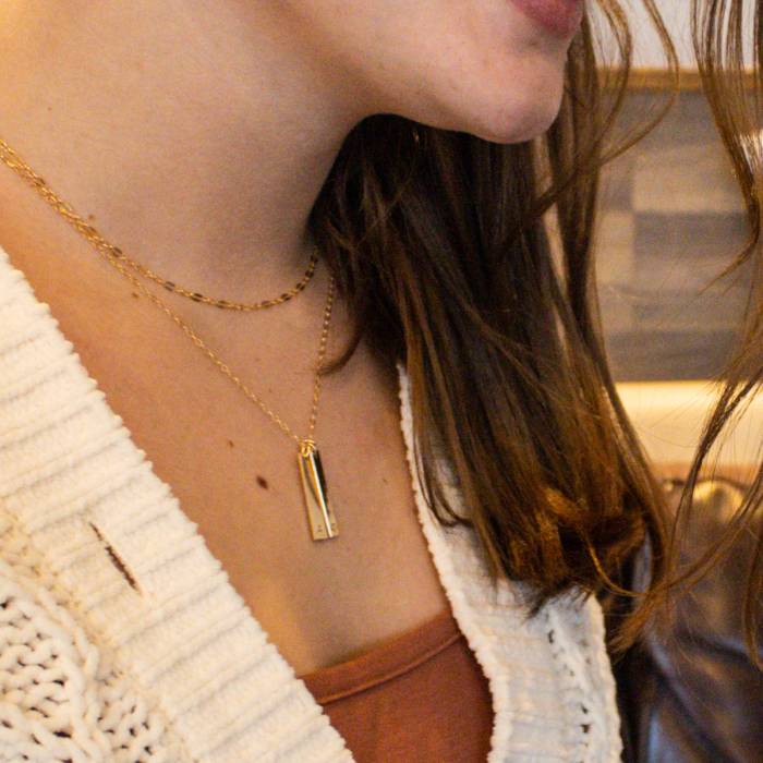 Vertical Bar Relationship Initials Necklace - Image 3