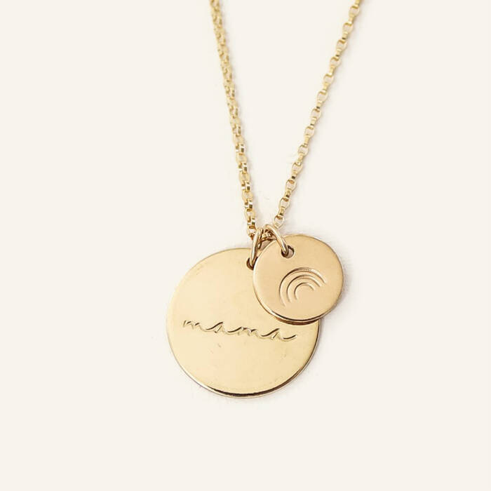 Cursive Mama 5/8" and 1/3" Disc Necklace