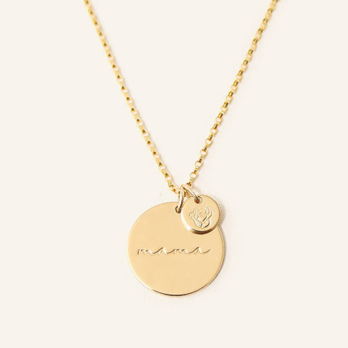 Cursive Mama 5/8" and 1/4" Disc Birth Month Necklace