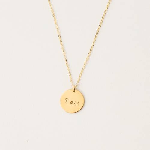 I am 16mm Disc Affirmation Necklace