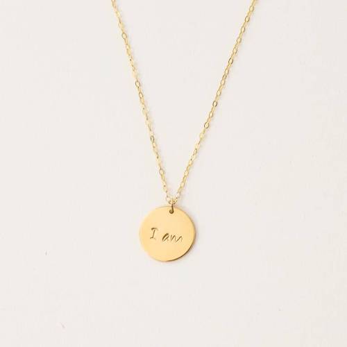 I am 16mm Disc Affirmation Necklace