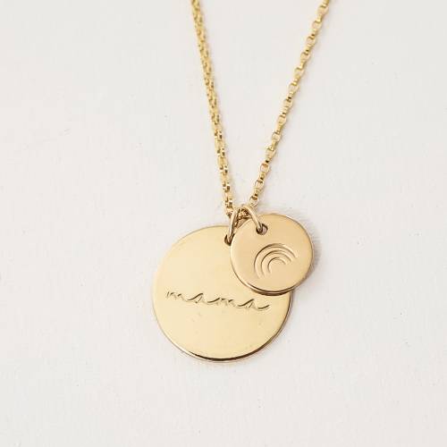 Cursive Mama and 9mm Discs Necklace (choose custom discs)