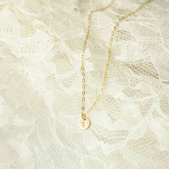 Semi Colon 6mm (1/4 inch) Disc Necklace - Image 2