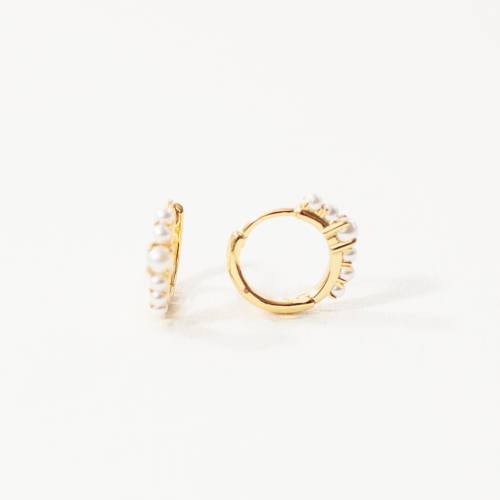 Pearl Gold Vermeil Huggie Hoops