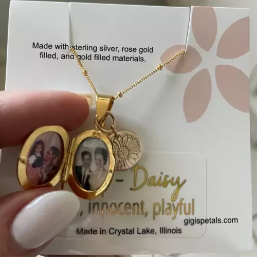 Birth Month Flower Gold Filled or Sterling Silver on Satellite Chain Photo Oval Locket - We can add up to one or two photos photo review