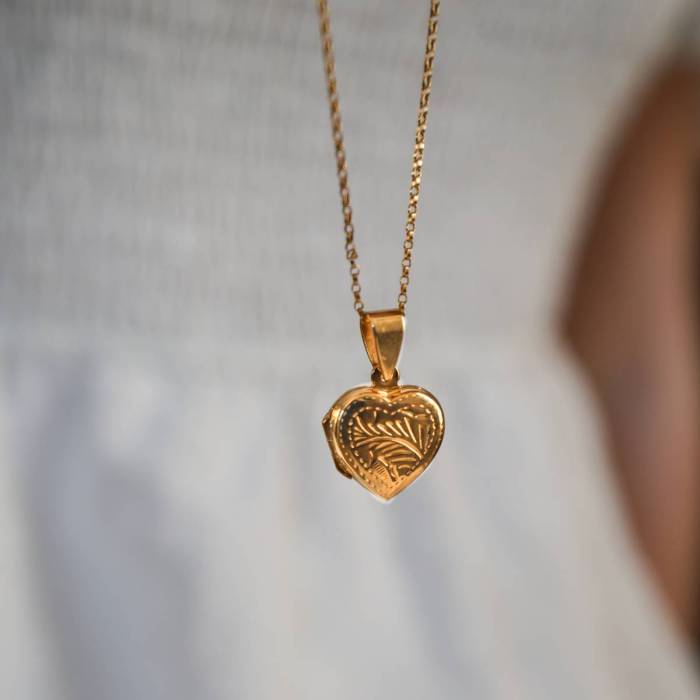 Sterling Silver or Gold Filled Dainty Etched Floral Heart Locket on Rolo Chain - We can Add Photos - Image 3