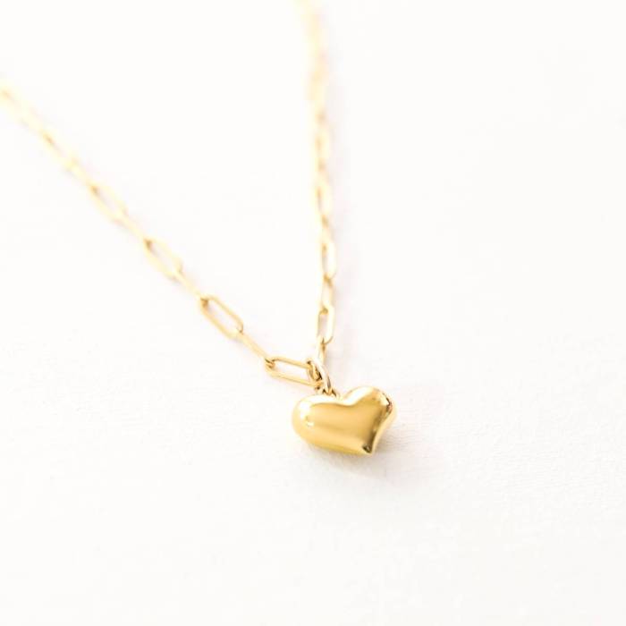 Heart Charm Necklace on Paper Clip Chain - Image 4