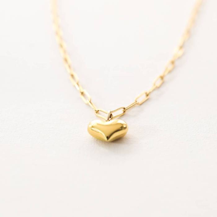 Heart Charm Necklace on Paper Clip Chain - Image 3