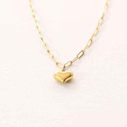 Heart Charm Necklace on Paper Clip Chain