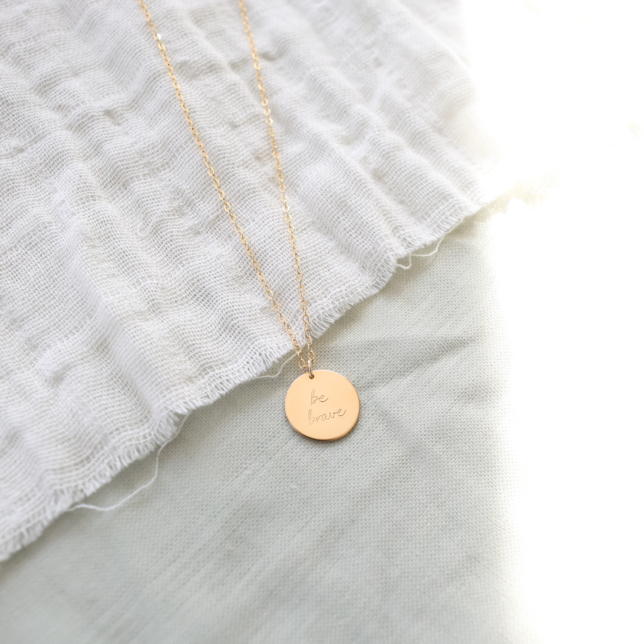 Be Brave 13mm Disc Necklace - The Still Collection - Image 5