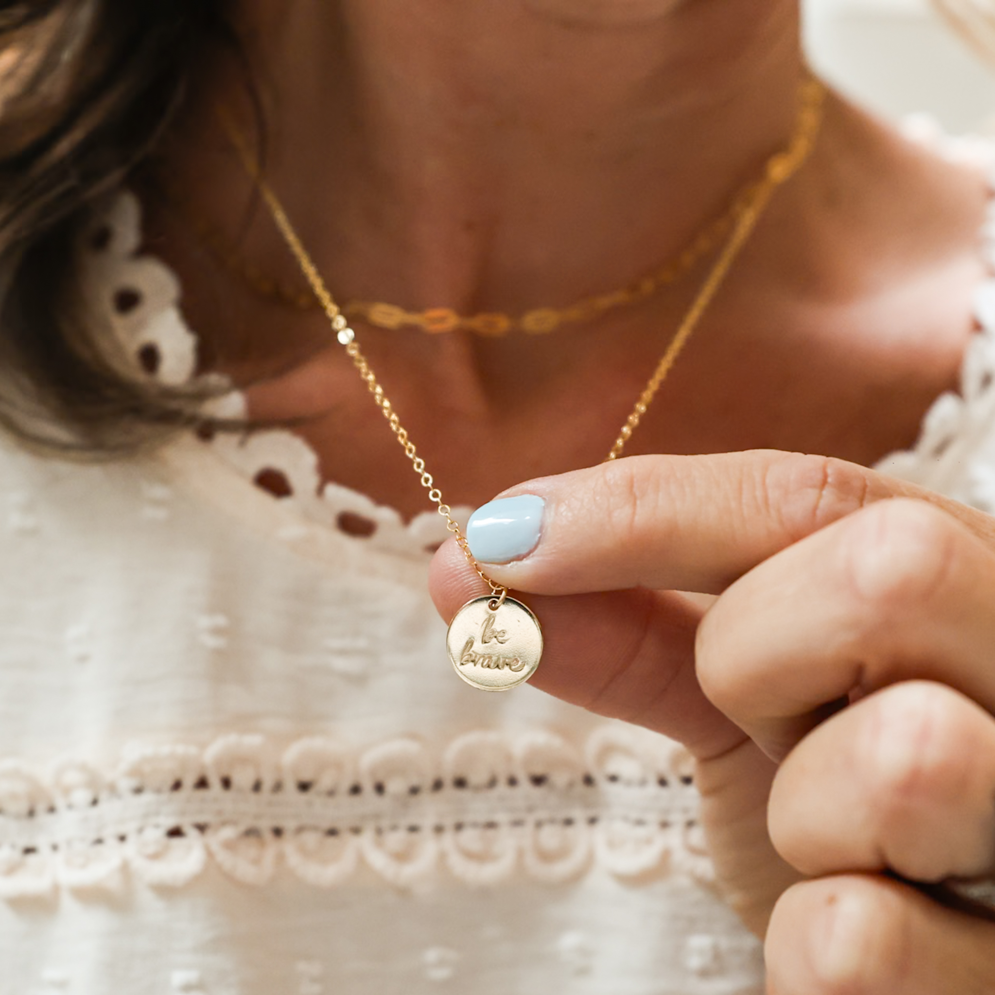 Be Brave 13mm Disc Necklace - The Still Collection - Image 2