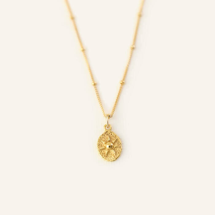 Oval Sunburst Charm Necklace