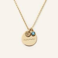 Cursive Mama 5/8" Disc with Birthstone and 1/4" Disc Birth Month Necklace