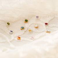 Cursive Mama 5/8" Disc with Birthstone and 1/4" Disc Birth Month Necklace - Image 4