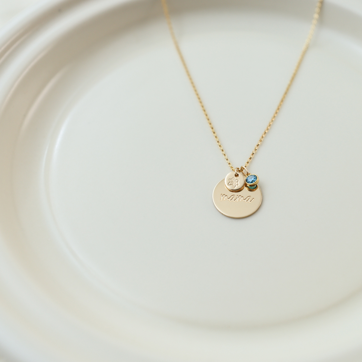 Cursive Mama 5/8" Disc and Custom 1/4" Disc Necklace - Image 3