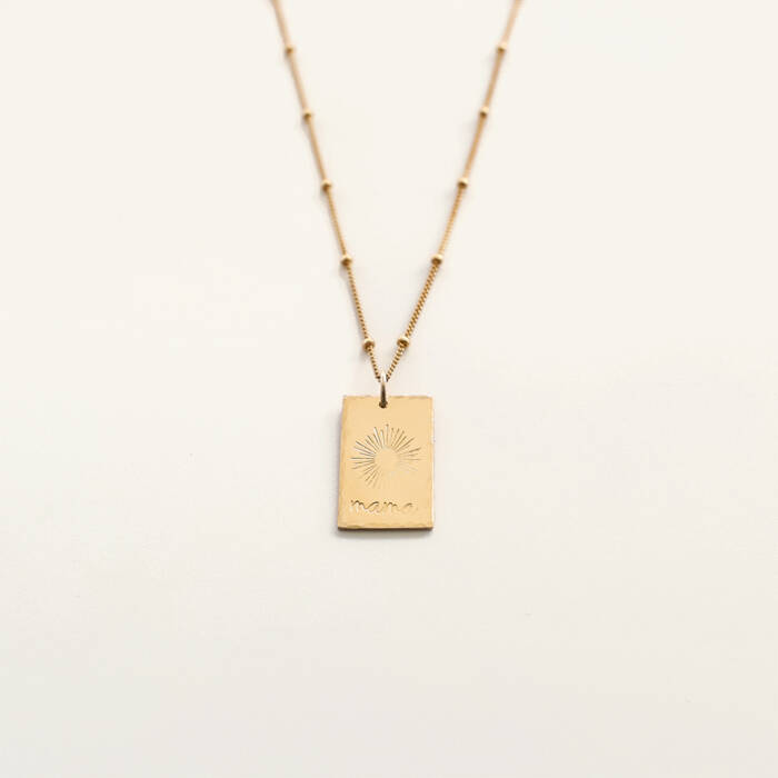 Sunburst 3/4" Rectangle Mama Necklace