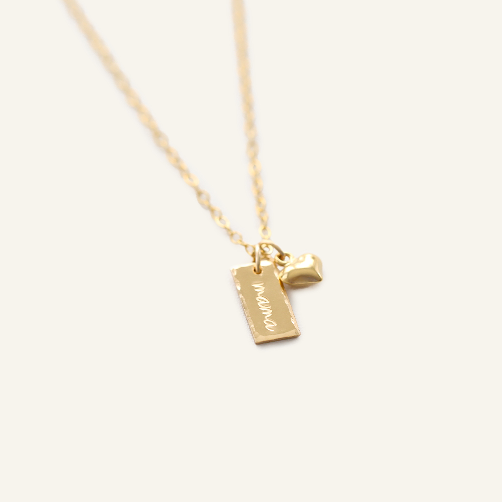 Dainty Mama Bar and Heart Charm Necklace - Image 5