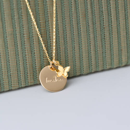 Breathe 5/8" Grounding Affirmation Necklace with YOUR Favorite Charm